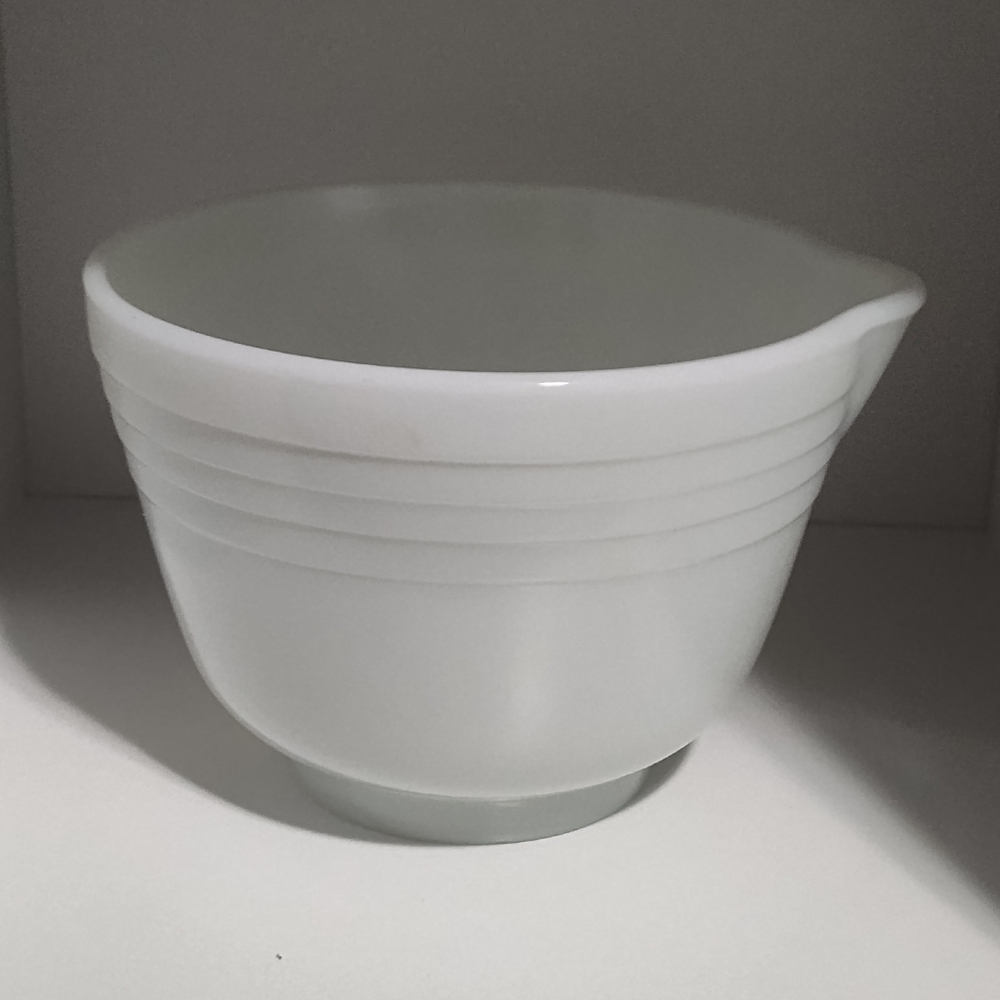 White milk glass ribbed mixing pouring bowl